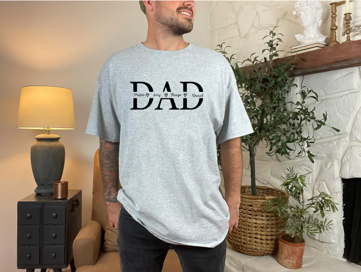 DAD W/NAMES TEE & SWEATSHIRT (3D DESIGN)