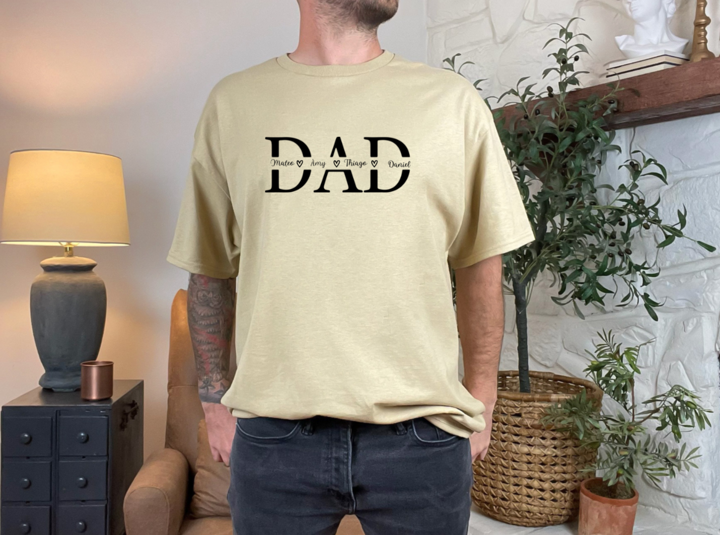 DAD W/NAMES TEE & SWEATSHIRT (3D DESIGN)