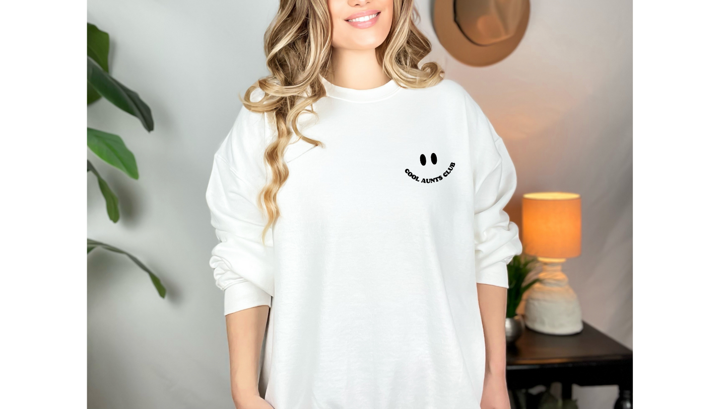 Cool Aunts Club W/Happy Face Sweatshirt